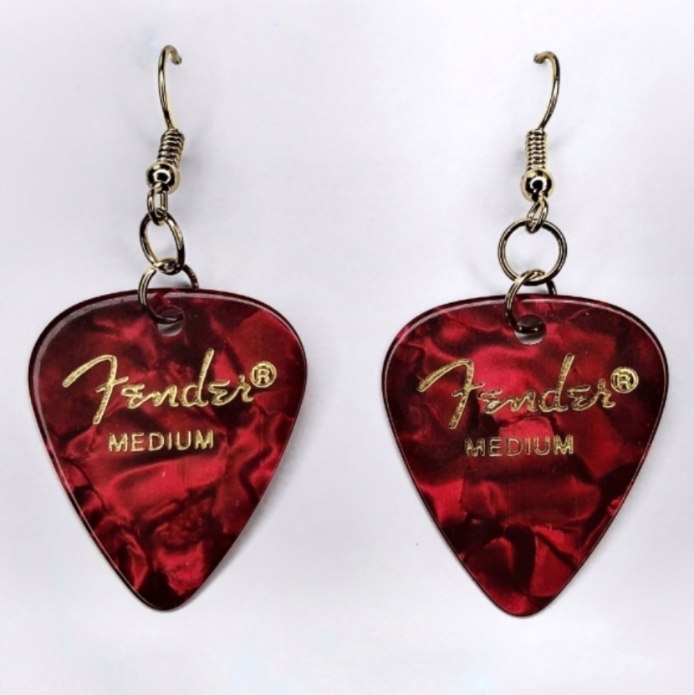 𝅺NEW Handmade Colorful Favorite Band Guitar Pick Gold Drop Hook Earrings